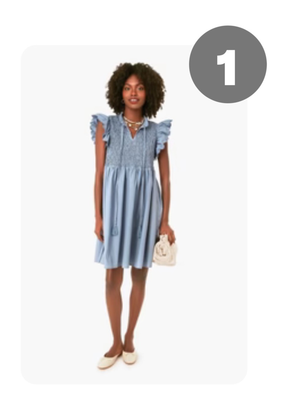 Tuckernuck - Moon River Sky Blue Ruffle Sleeve Smocked Mini Dress